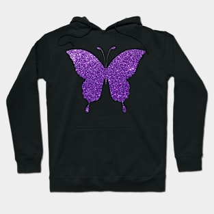 Purple Faux Glitter Butterfly Hoodie